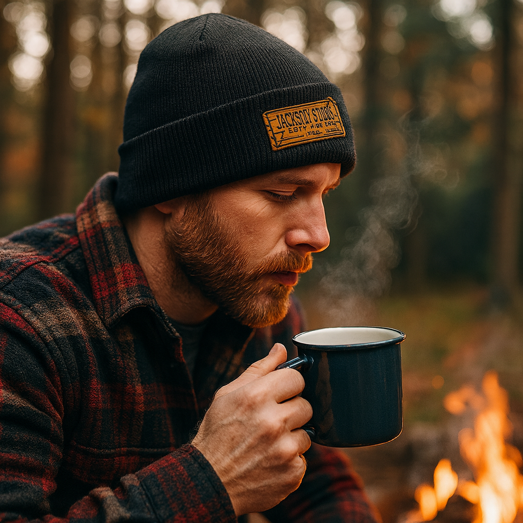 Jackson Street Provisions Engraved and Embroidered Patch Beanie - C908 Watch Beanie