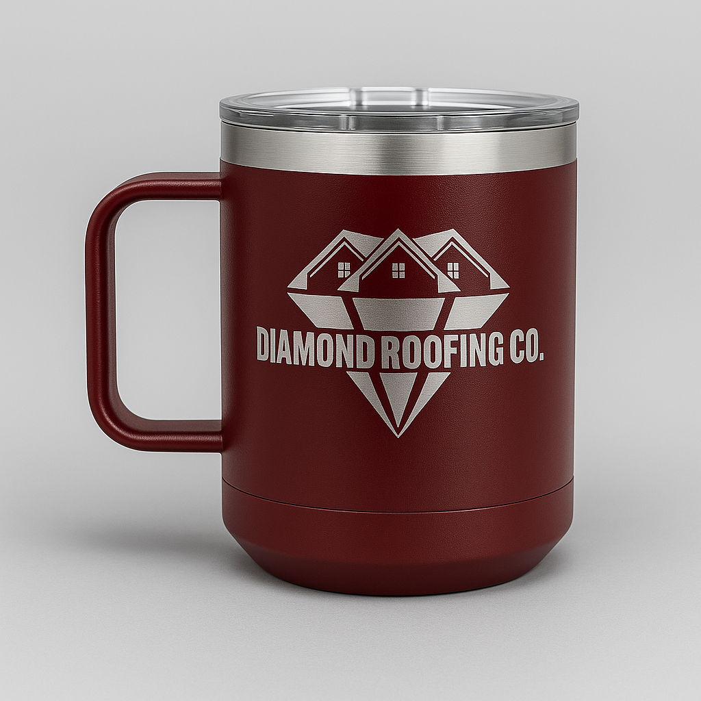 Diamond Roofing Engraved Coffee Mug - 15oz Camp Mug