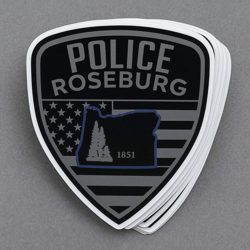 Roseburg Police Patch Die Cut Decals 3.5 x 3