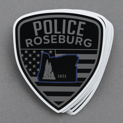 Roseburg Police Patch Die Cut Decals 3.5 x 3