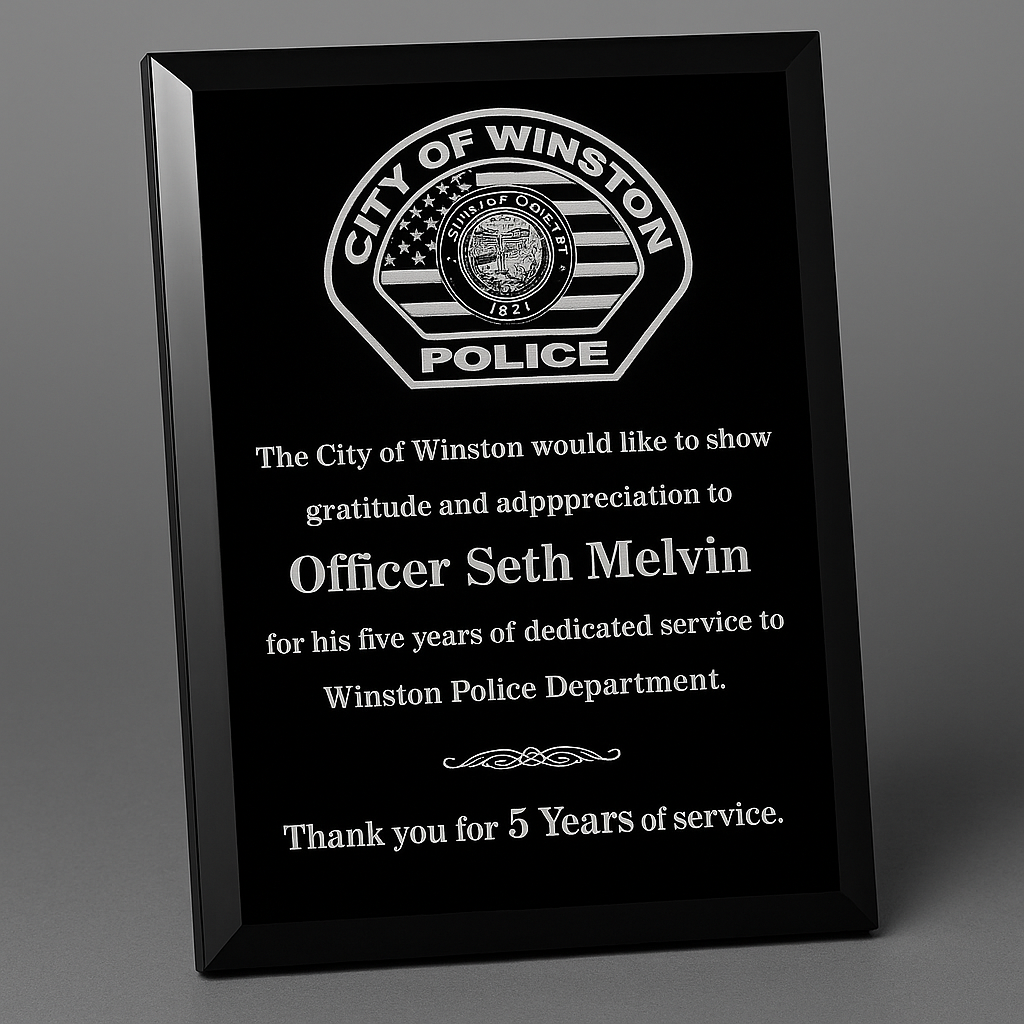 Winston Police Plaque 8x10 Black - GMR810BK