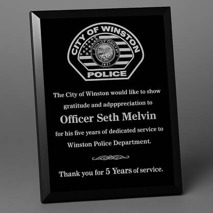 Winston Police Plaque 8x10 Black - GMR810BK