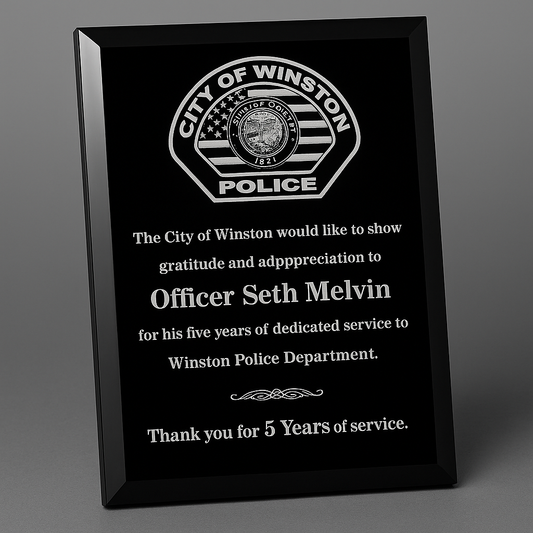 Winston Police Plaque 8x10 Black - GMR810BK