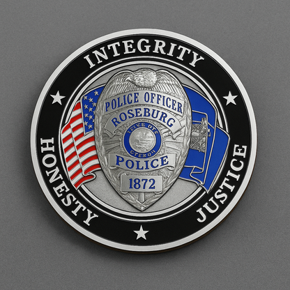 Roseburg PD Personalized Badge Pint or Whiskey Glass