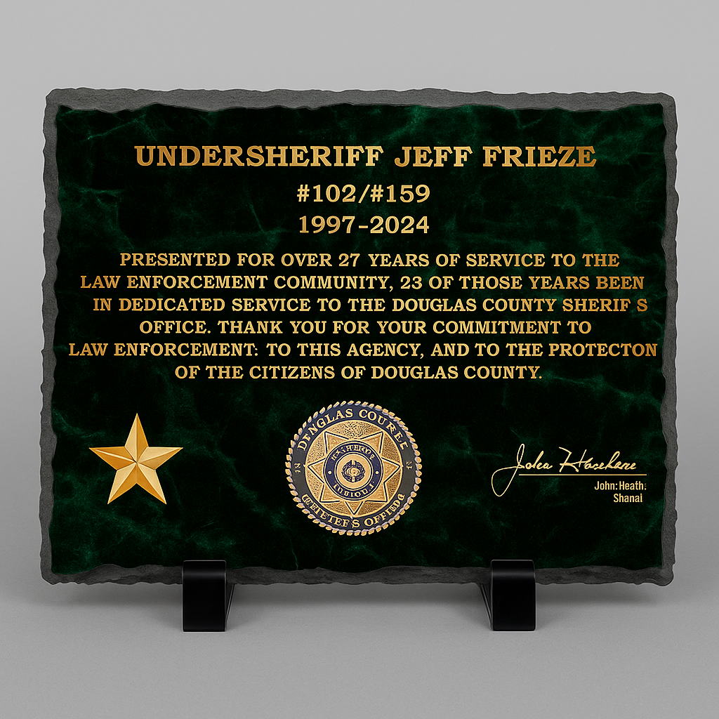 Douglas County Sheriff Retirement Plaque 7.5x11.5 Printed - SBL061