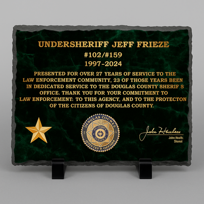 Douglas County Sheriff Retirement Plaque 7.5x11.5 Printed - SBL061