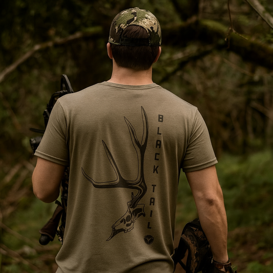 Chasin Tailz Black Tail Skull Men's TShirt - 6210 Light Olive