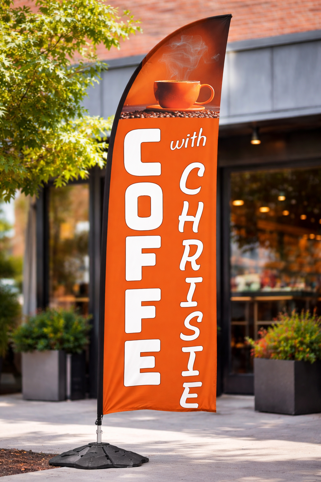 Printed Feather Flag Coffee with Christie