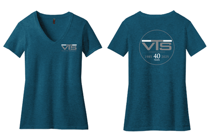 Valley Tel Ladies Vneck Shirt -Deep Turquoise Fleck 	DM1190L