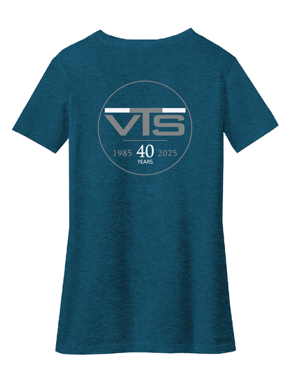 Valley Tel Ladies Vneck Shirt -Deep Turquoise Fleck 	DM1190L