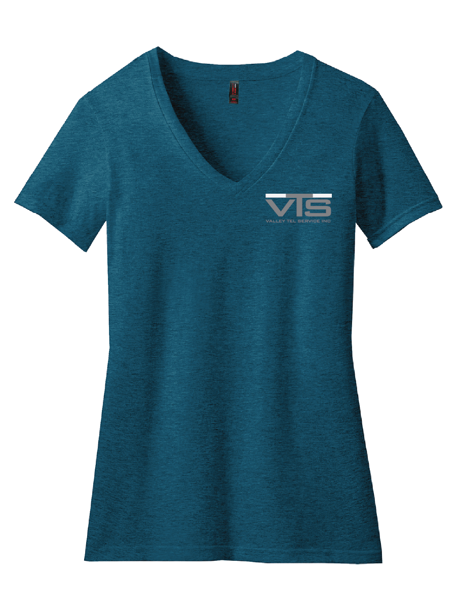 Valley Tel Ladies Vneck Shirt -Deep Turquoise Fleck 	DM1190L