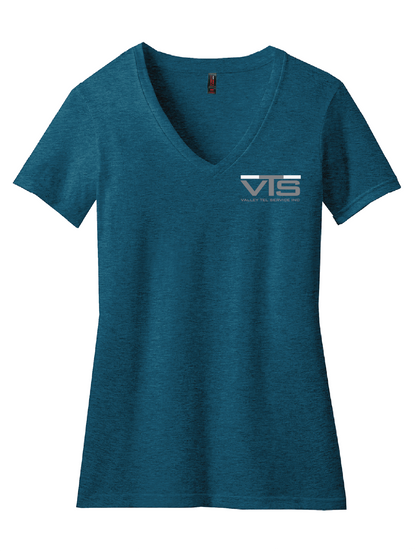 Valley Tel Ladies Vneck Shirt -Deep Turquoise Fleck 	DM1190L