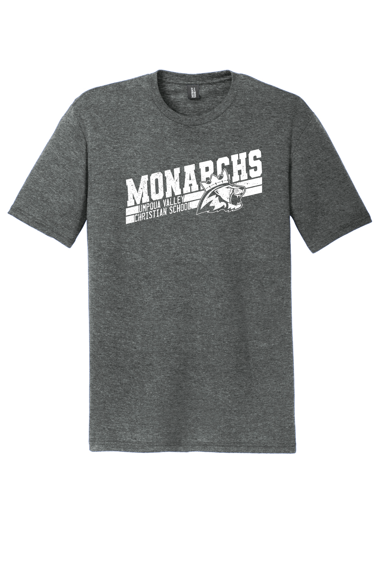Umpqua Valley Christian School Diagonal Printed Tshirt - Heathered Charcoal DM130