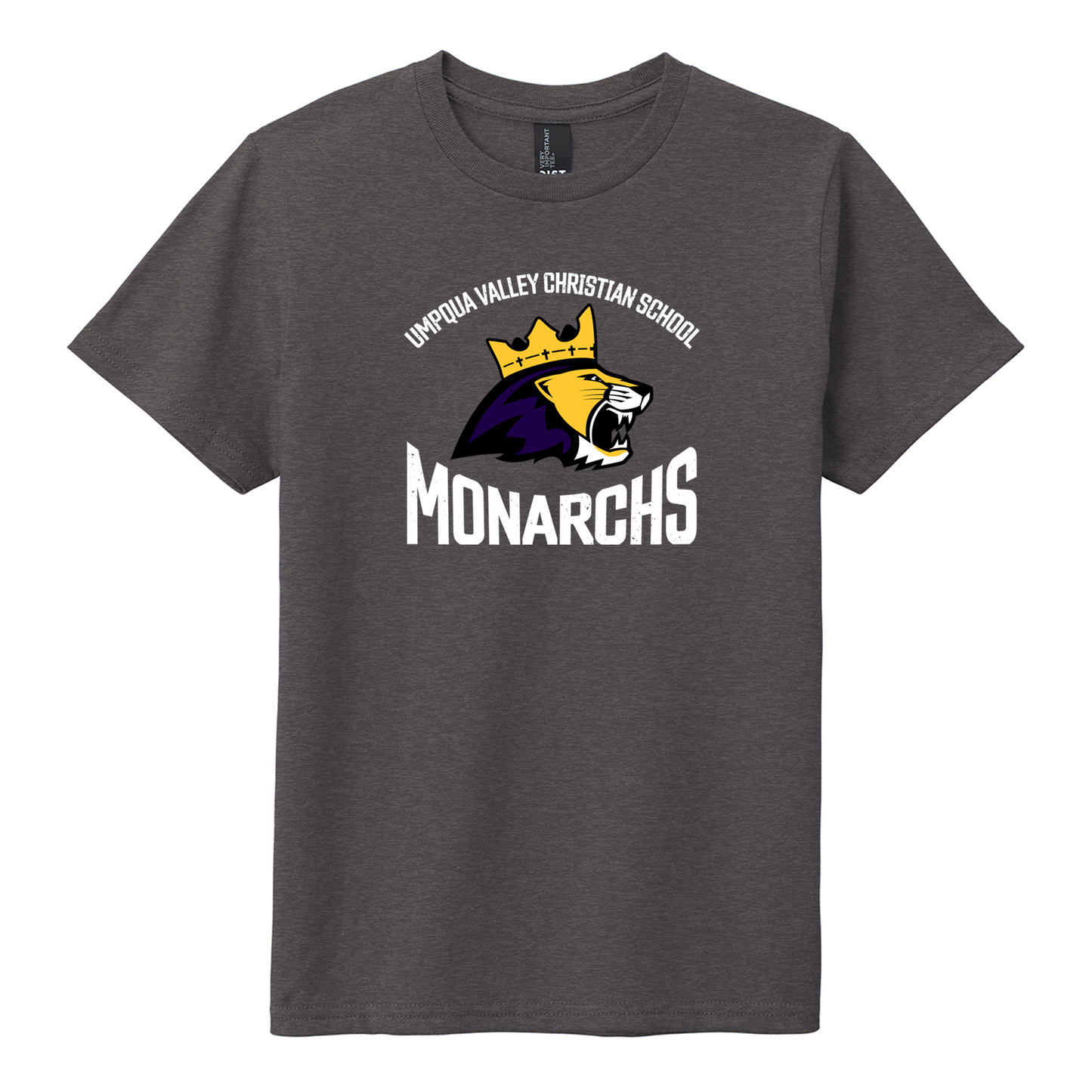 Umpqua Valley Christian School Lion Printed Youth Tshirt - Heathered Charcoal DT6000Y