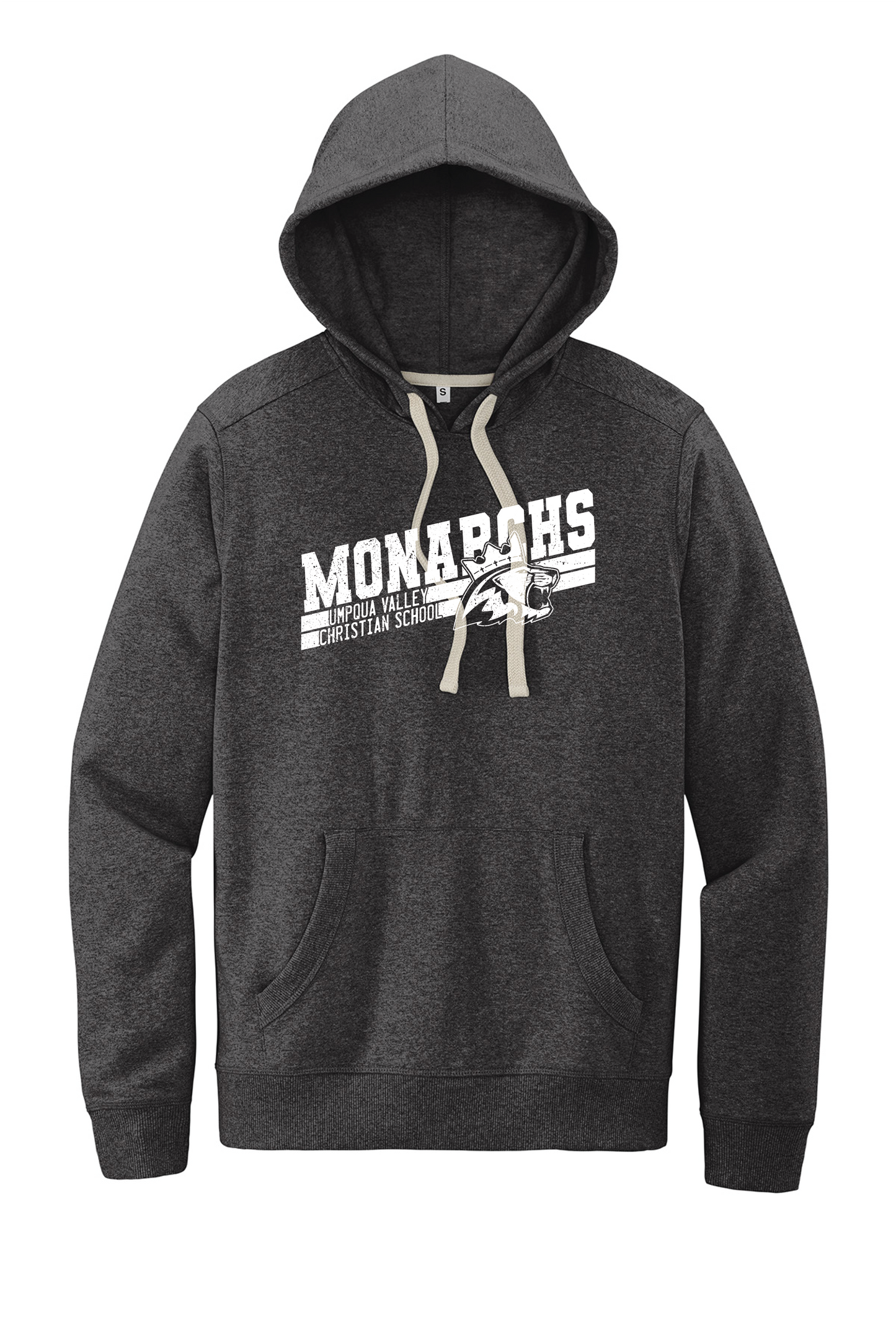 Umpqua Valley Christian School Diagonal Printed Hoodie- Charcoal Heather DT8100