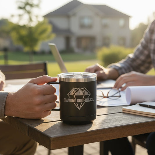 Diamond Roofing Engraved Coffee Mug - 15oz Camp Mug
