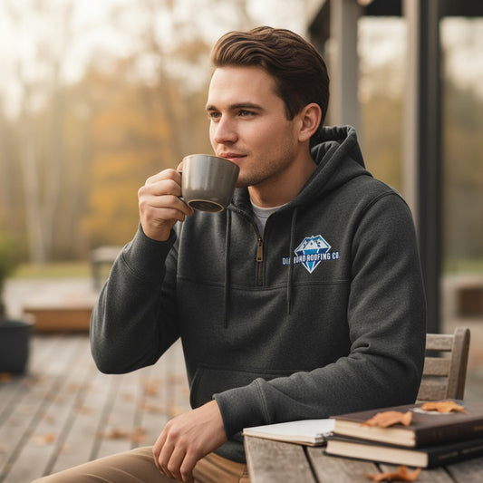 Diamond Roofing Carhartt Hoodie - Carbon Heather Carhartt® Rain Defender® Paxton Heavyweight Hooded Zip Mock Sweatshirt