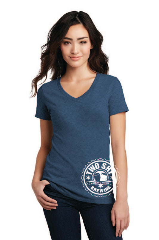 Two Shy Ladies Vneck TShirt -DM1190L Deep Royal Fleck