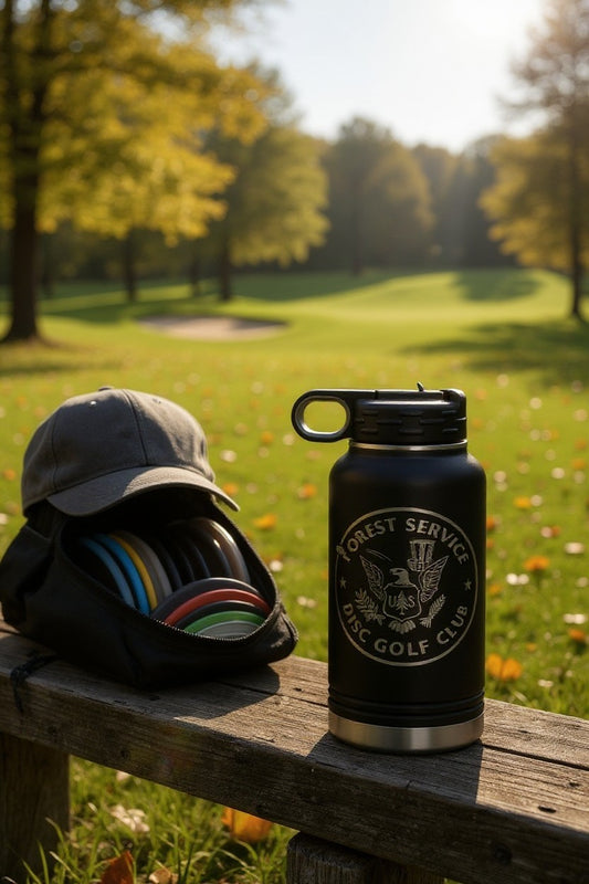 Forest Service Disc Golf Club 32oz Water Bottle (With Optional Personalization)