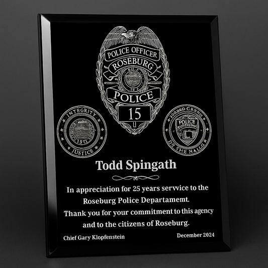 Roseburg Police Plaque 8x10 Black - GMR810BK