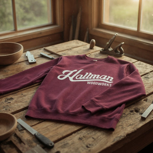 Hallman Woodworks Crew Neck Sweatshirt - Independent 3000 Maroon