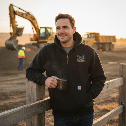 Henry Excavating Carhartt Hoodie - Black Carhartt® Rain Defender® Paxton Heavyweight Hooded Zip Mock Sweatshirt