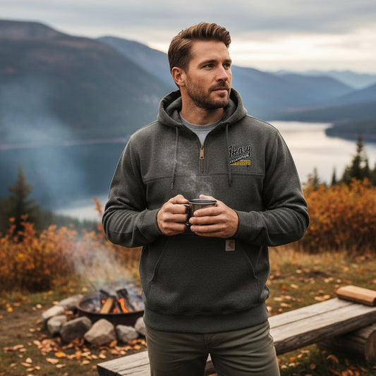 Henry Excavating Carhartt Hoodie - Carbon Carhartt® Rain Defender® Paxton Heavyweight Hooded Zip Mock Sweatshirt
