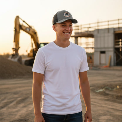 Hutchins Construction Logo Printed Leather Patch Hat - Richardson 112