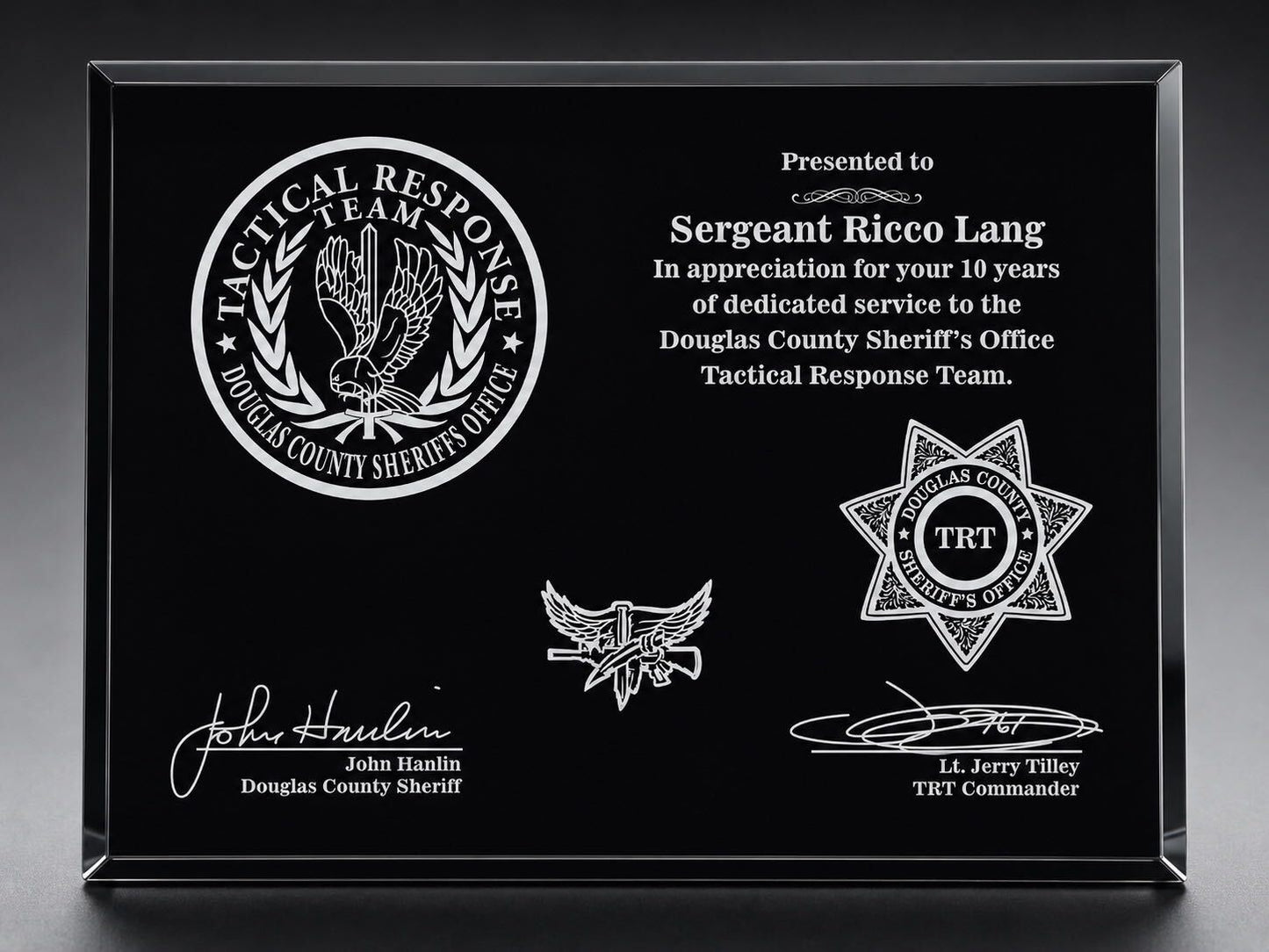 Douglas County Sheriff TRT Plaque 10x8 Black - GMR810BK