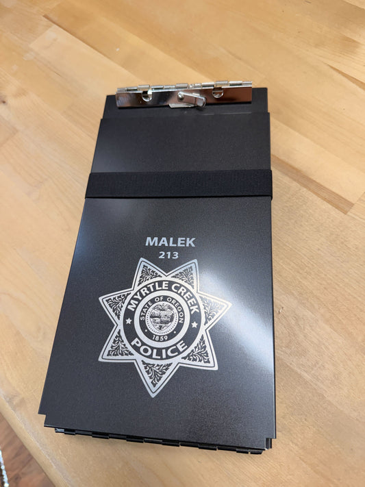 Myrtle Creek Police Ticket Book Engraving