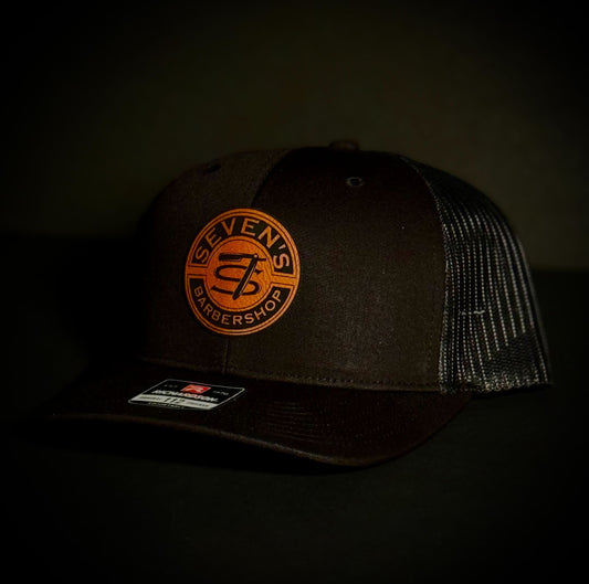 Seven's Barbershop Leather Patch Hat - Richardson 112 Black