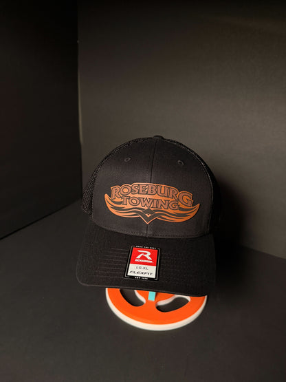 Roseburg Towing Laser Engraved Leather Patch Hat | Richardson 110 Flexfit | Tribal Logo