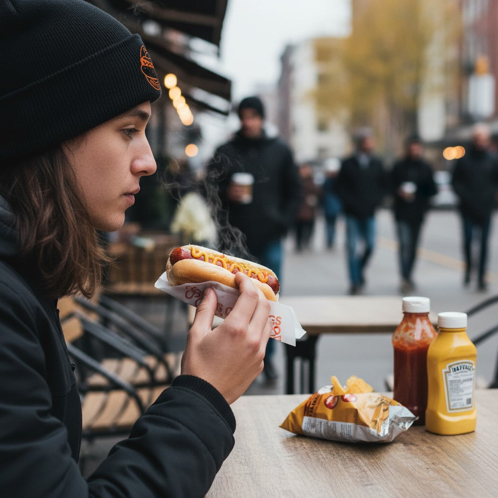 Jime's Hotdog Embroidered Cuffed Beanie - Yupong 1501KC