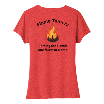 Flame Tamers Tri-Blend Ladies Vneck Tshirt - Bright Red Heather LPCV330