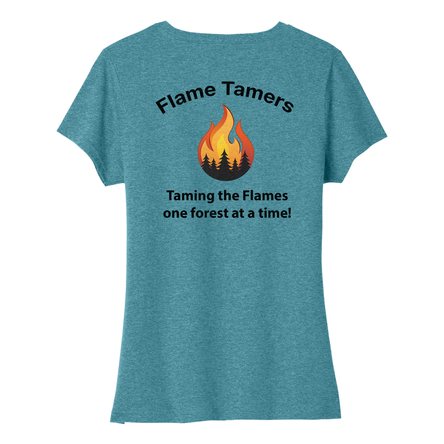 Flame Tamers Tri-Blend Ladies Vneck Tshirt - Vivid Teal LPCV330