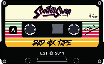 Scooter Swap Shop Mix Tape Die Cut Decals 3.5x2