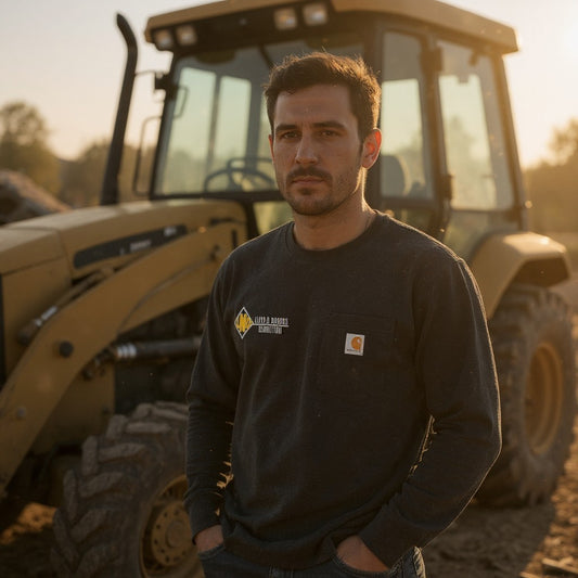 Nabors Construction Printed Carhartt Long Sleeve Pocket Tshirt - Black CTK126