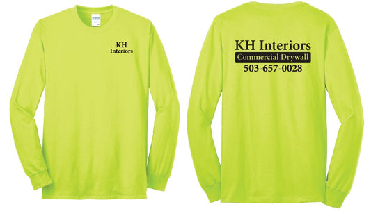 KH Interiors Work Long Sleeve TShirt PC55LS - Safety Green