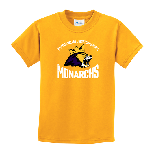Umpqua Valley Christian School Lion Printed Youth Tshirt - Gold PC61Y