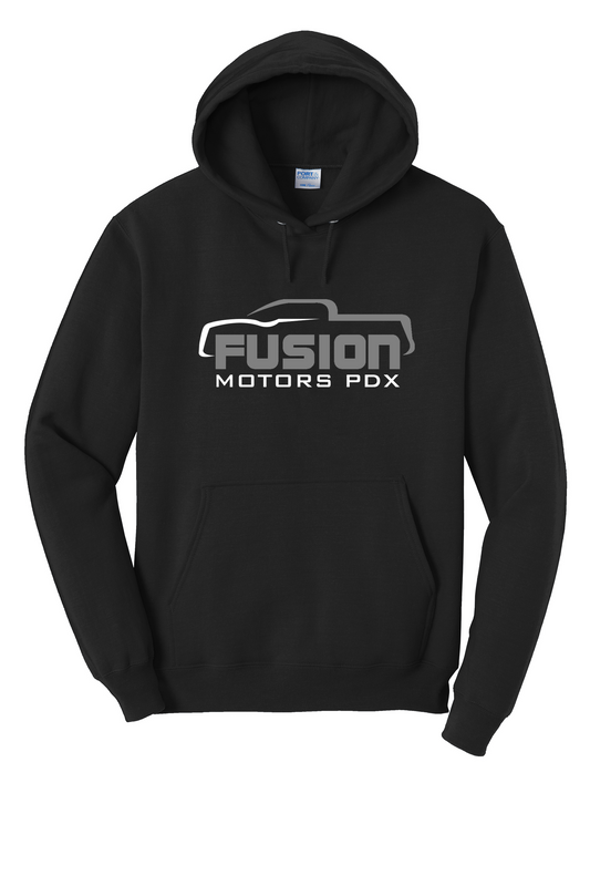 Fusion Motors Logo Hoodie Charcoal Gray/White - Port PC78H Black