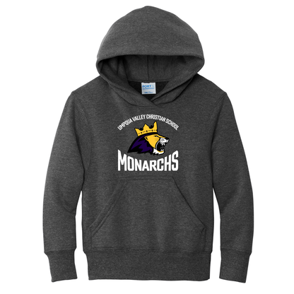 Umpqua Valley Christian School Lion Printed Youth Hoodie - Dark Heather Grey PC90YH