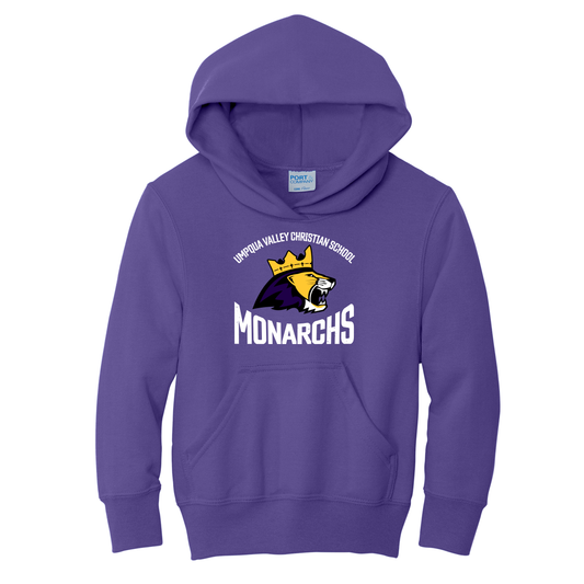 Umpqua Valley Christian School Lion Printed Youth Hoodie - Purple PC90YH