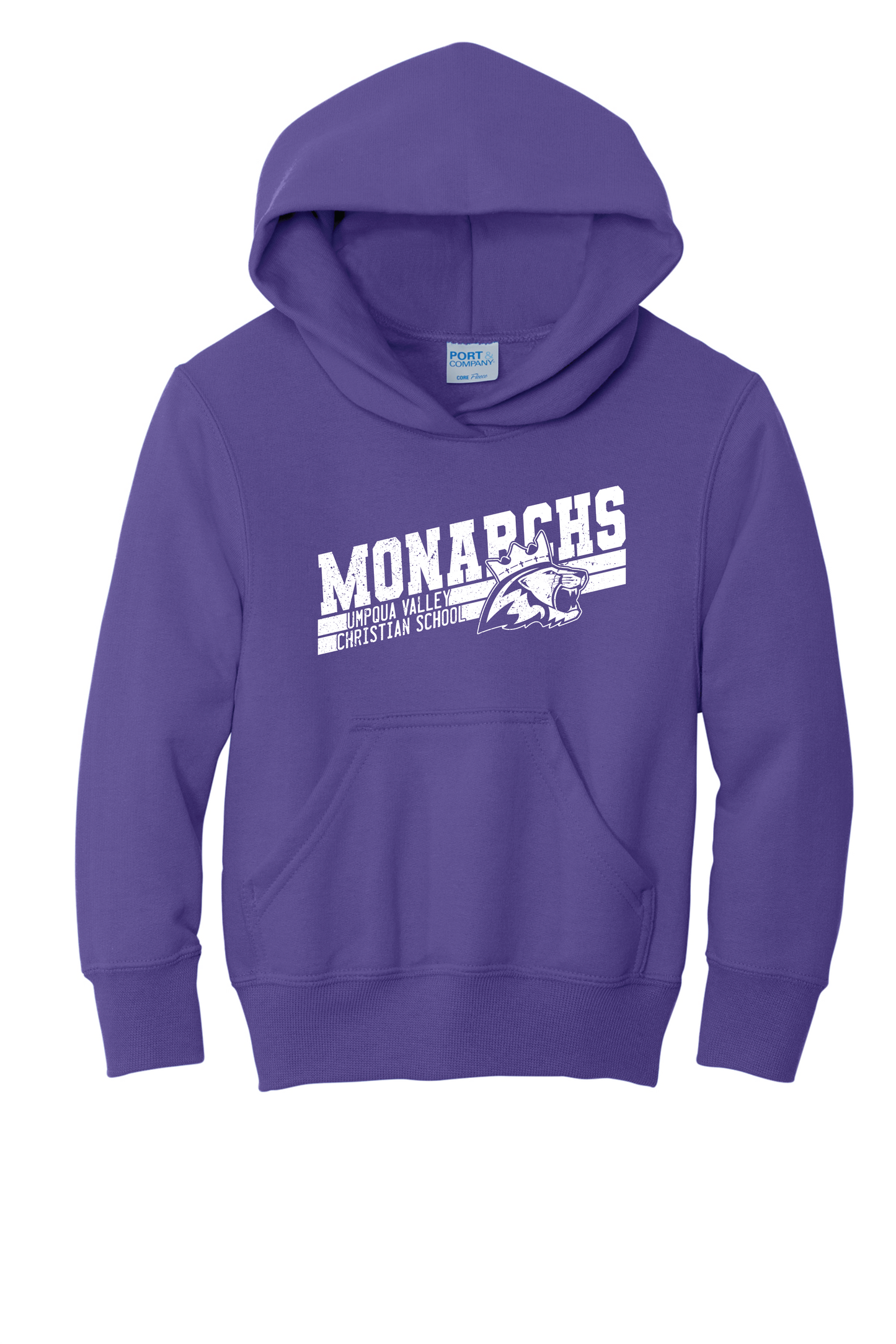 Umpqua Valley Christian School Diagonal Printed Youth Hoodie-  Purple PC90YH