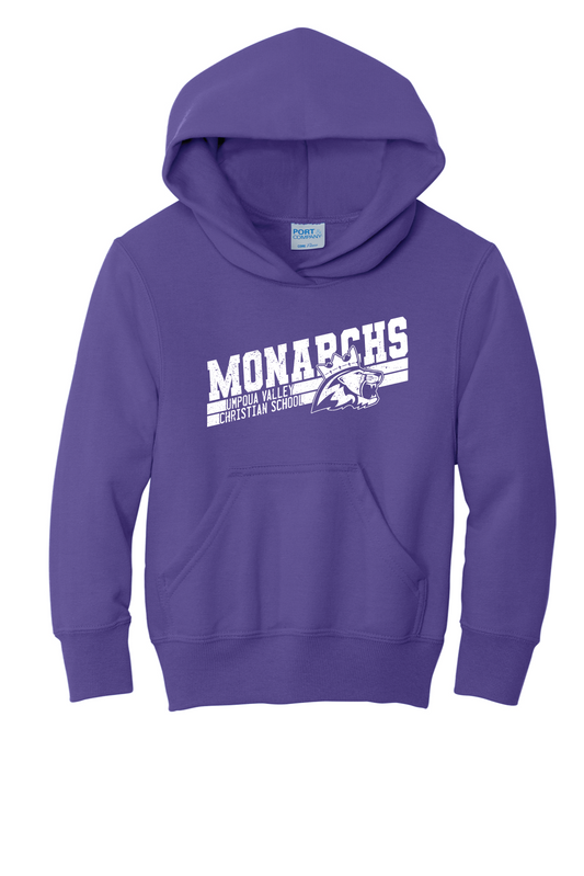 Umpqua Valley Christian School Diagonal Printed Youth Hoodie-  Purple PC90YH