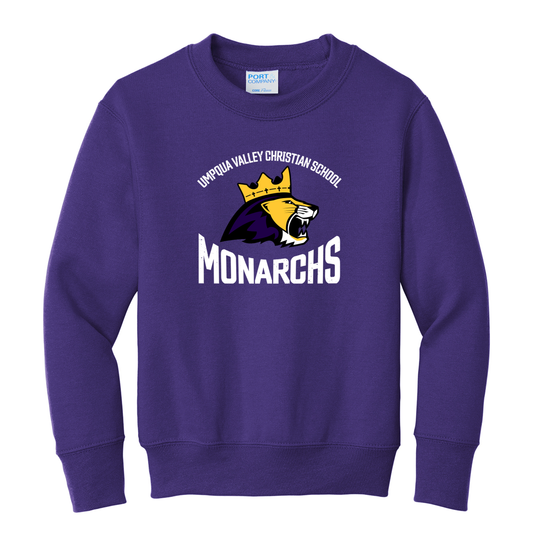 Umpqua Valley Christian School Lion Printed Youth Crewneck - Purple PC90Y