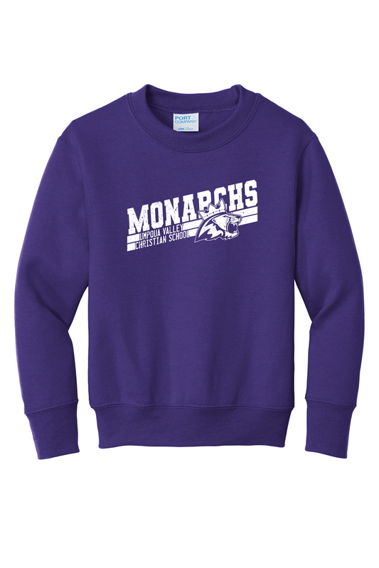 Umpqua Valley Christian School Diagonal Printed Youth Crewneck-  Purple PC90Y