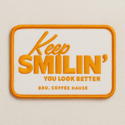 Bru Coffee Keep Smilin' Embroidered Patch Hat - Otto 39-165