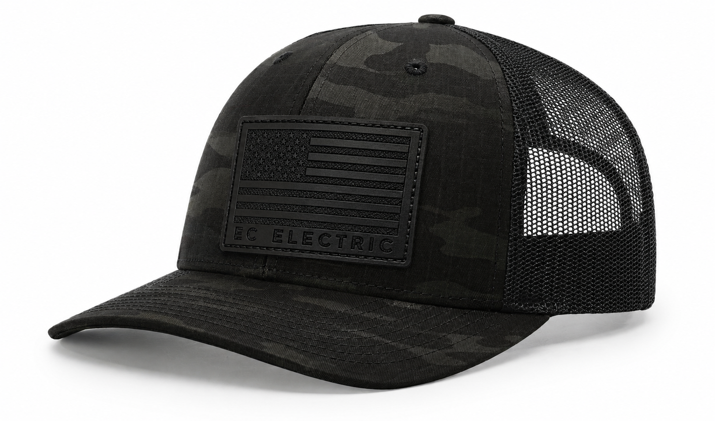 EC Electric Black Flag Patch – Richardson 112PT Black MultiCam Hat