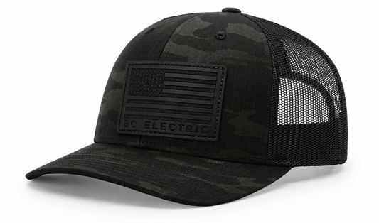EC Electric Black Flag Patch – Richardson 112PT Black MultiCam Hat