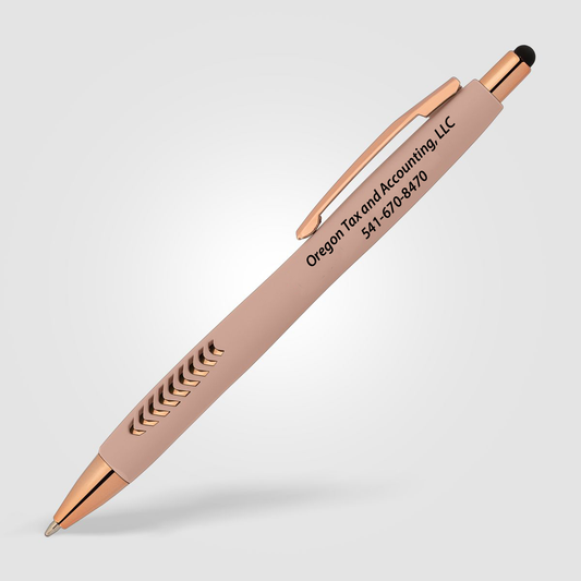 Oregon Tax and Accounting Pens - Avalon Softy Rose Gold Designer Pen w/ Stylus